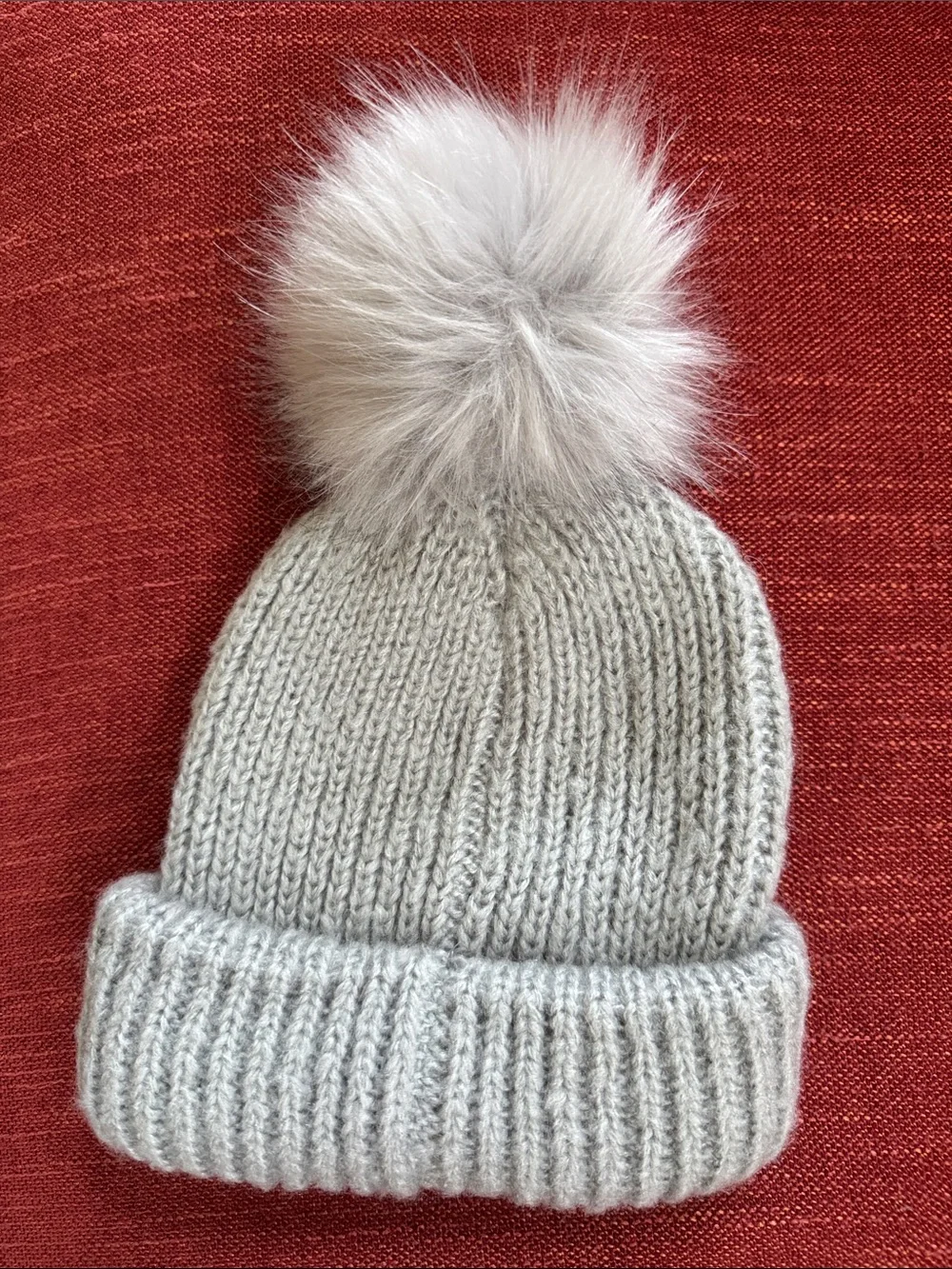 Topshop Light Gray Knit Pom Pom Beanie